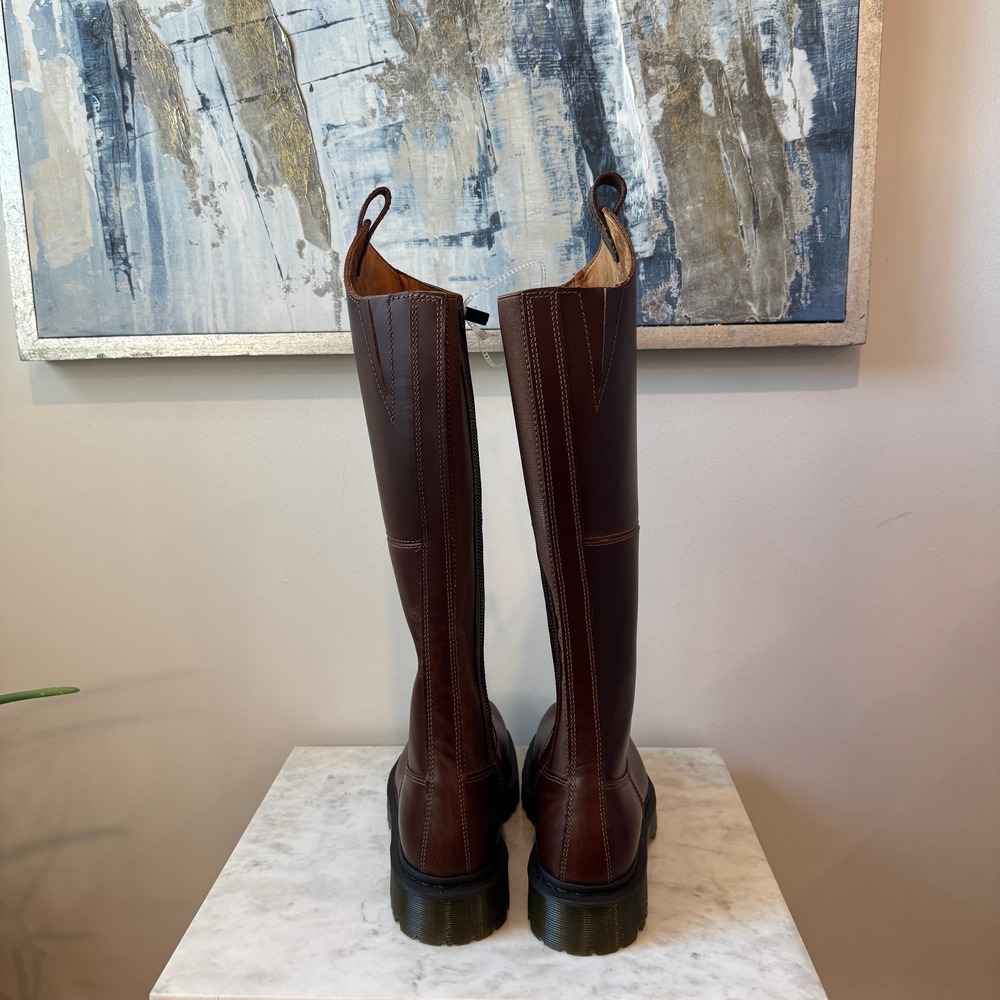 Dr. Martens Amaayah Hi Leather Bex Brown Riding Boots Women's Size 8 Platform - Picture 10 of 13